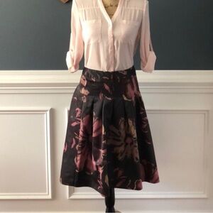 Kristin Davis Floral Black and Pink Women's Skirt Size 12